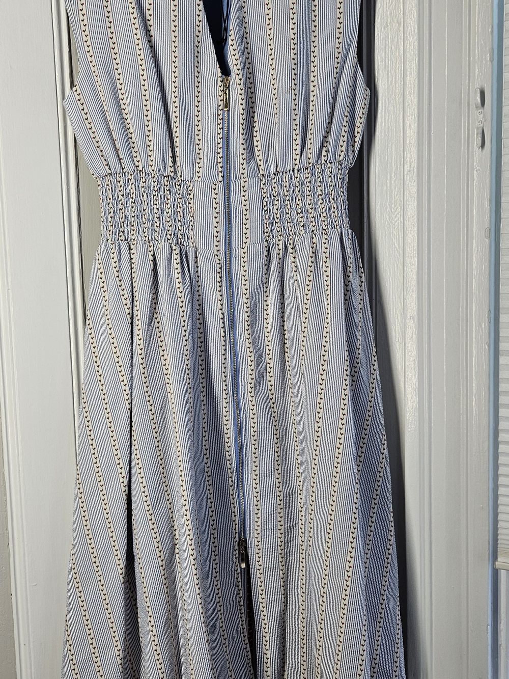 THML Blue and White Vertical Stripe Maxi Dress SZ S PTP=18